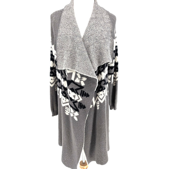 Show Me Your Mumu Yummy Sweater Gray Cozy Shawl Collar Boho Aztec Cardigan Small - Picture 2 of 11